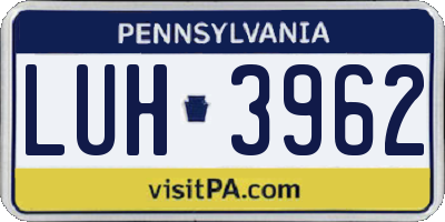 PA license plate LUH3962