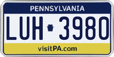 PA license plate LUH3980