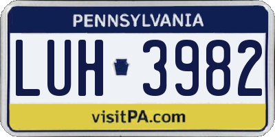 PA license plate LUH3982