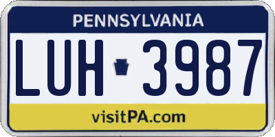 PA license plate LUH3987