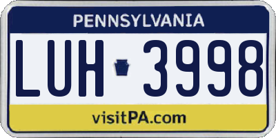 PA license plate LUH3998