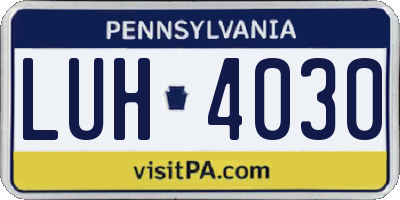 PA license plate LUH4030