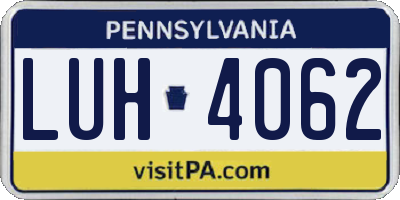PA license plate LUH4062
