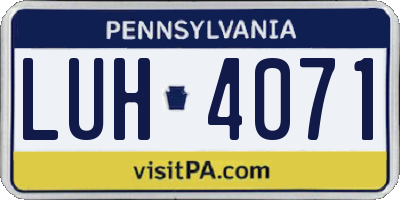 PA license plate LUH4071