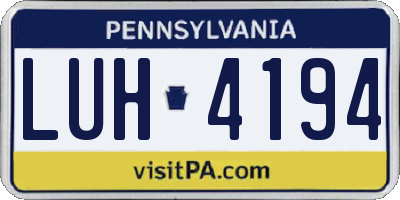 PA license plate LUH4194