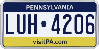 PA license plate LUH4206