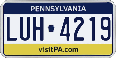 PA license plate LUH4219