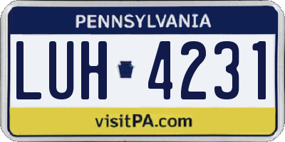 PA license plate LUH4231