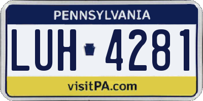 PA license plate LUH4281