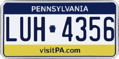 PA license plate LUH4356