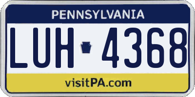 PA license plate LUH4368