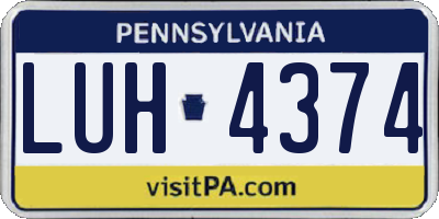 PA license plate LUH4374