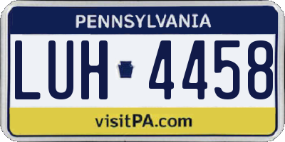 PA license plate LUH4458