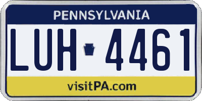 PA license plate LUH4461