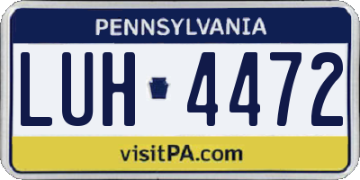 PA license plate LUH4472