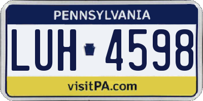 PA license plate LUH4598