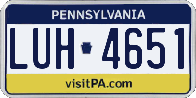 PA license plate LUH4651