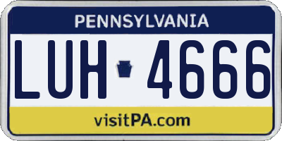PA license plate LUH4666