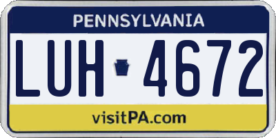 PA license plate LUH4672
