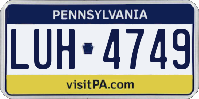 PA license plate LUH4749