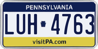 PA license plate LUH4763
