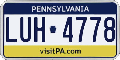 PA license plate LUH4778