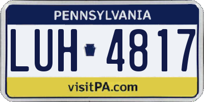 PA license plate LUH4817