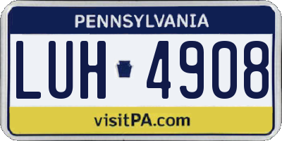 PA license plate LUH4908