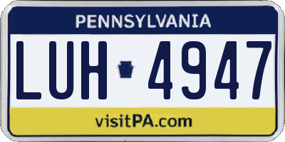 PA license plate LUH4947