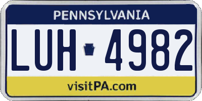 PA license plate LUH4982