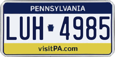 PA license plate LUH4985