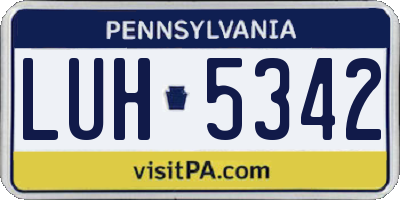 PA license plate LUH5342