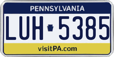 PA license plate LUH5385