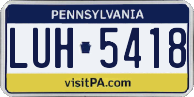 PA license plate LUH5418