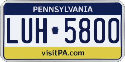 PA license plate LUH5800