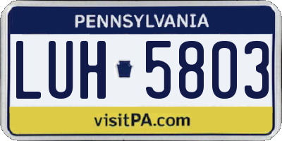 PA license plate LUH5803