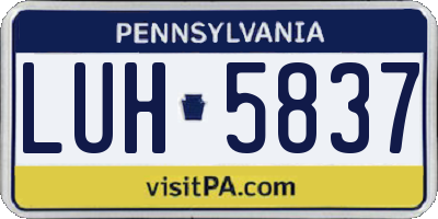 PA license plate LUH5837