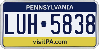 PA license plate LUH5838