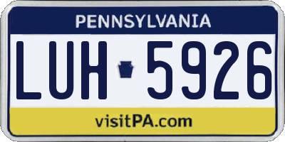 PA license plate LUH5926