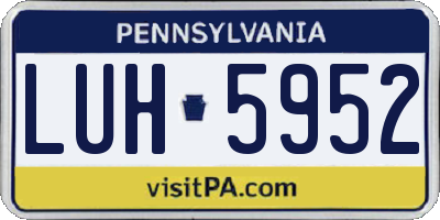 PA license plate LUH5952