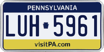 PA license plate LUH5961