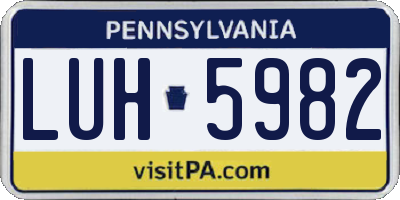 PA license plate LUH5982