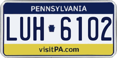 PA license plate LUH6102