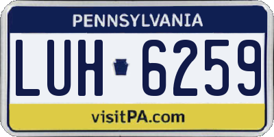 PA license plate LUH6259