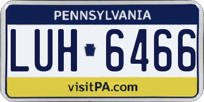 PA license plate LUH6466