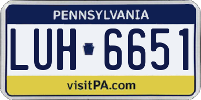 PA license plate LUH6651