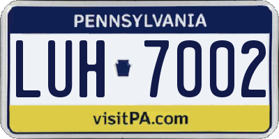 PA license plate LUH7002