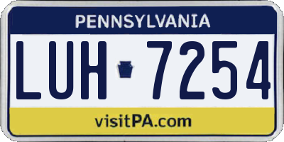 PA license plate LUH7254