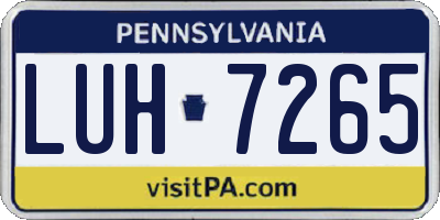 PA license plate LUH7265