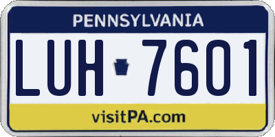 PA license plate LUH7601